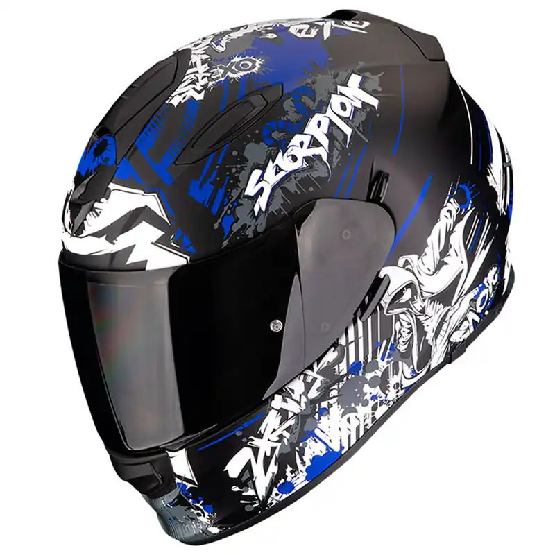 Casco moto Scorpion EXO-491 SPECTOR Negro Mate Azul Talla L Última Versión